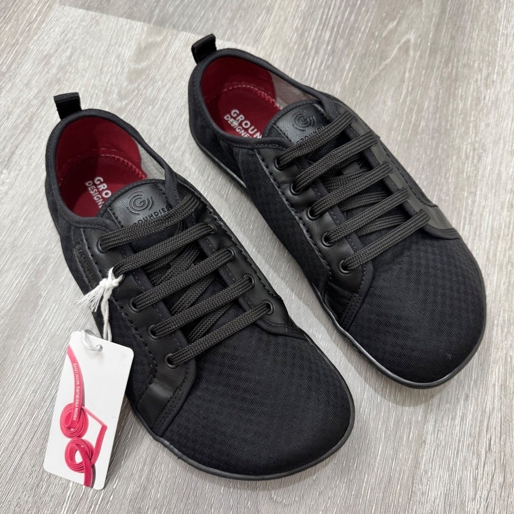 Groundies FLEX Barefoot Women Sneakers Black Wide Minimalist Boho Vegan sz 10